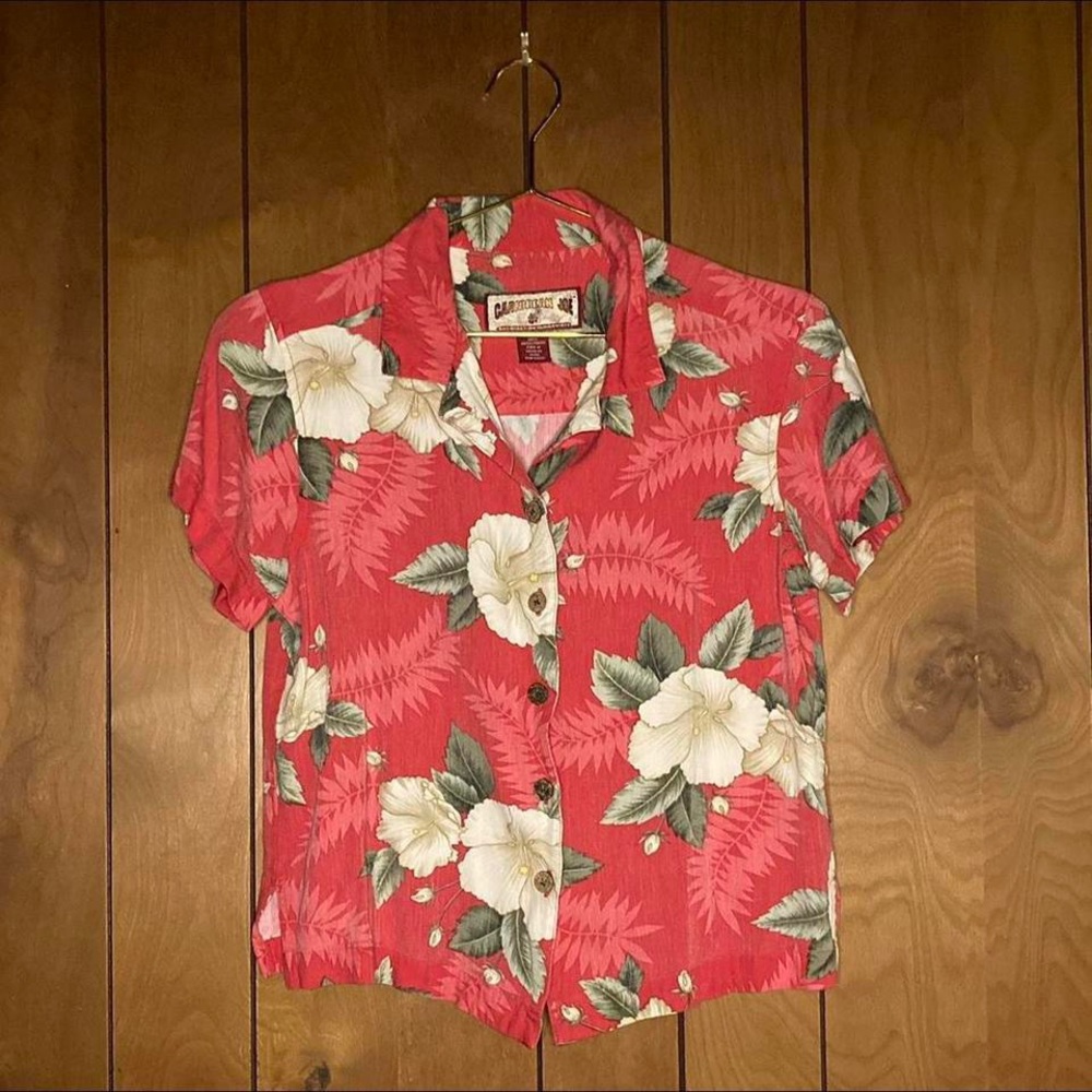 Caribbean Joe floral button down blouse